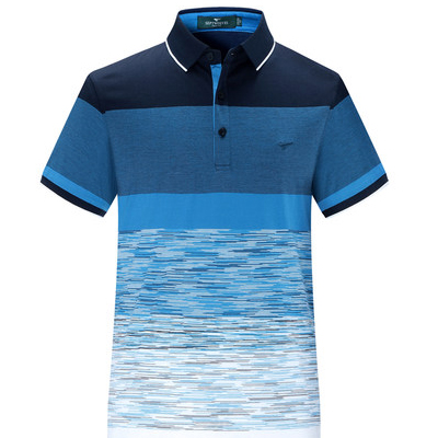 短袖T恤夏季新品男士时尚条纹提花纯棉短T