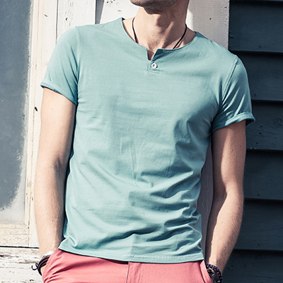 夏季男士短袖T恤纯色v领体恤男装修身衣服夏装半袖纯棉短袖t