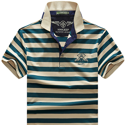 夏季t恤短袖男纯棉翻领大码宽松条纹POLO衫男装潮