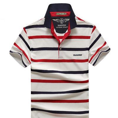 夏季男t恤 短袖t恤男条纹翻领纯棉个性商务时尚POLO衫